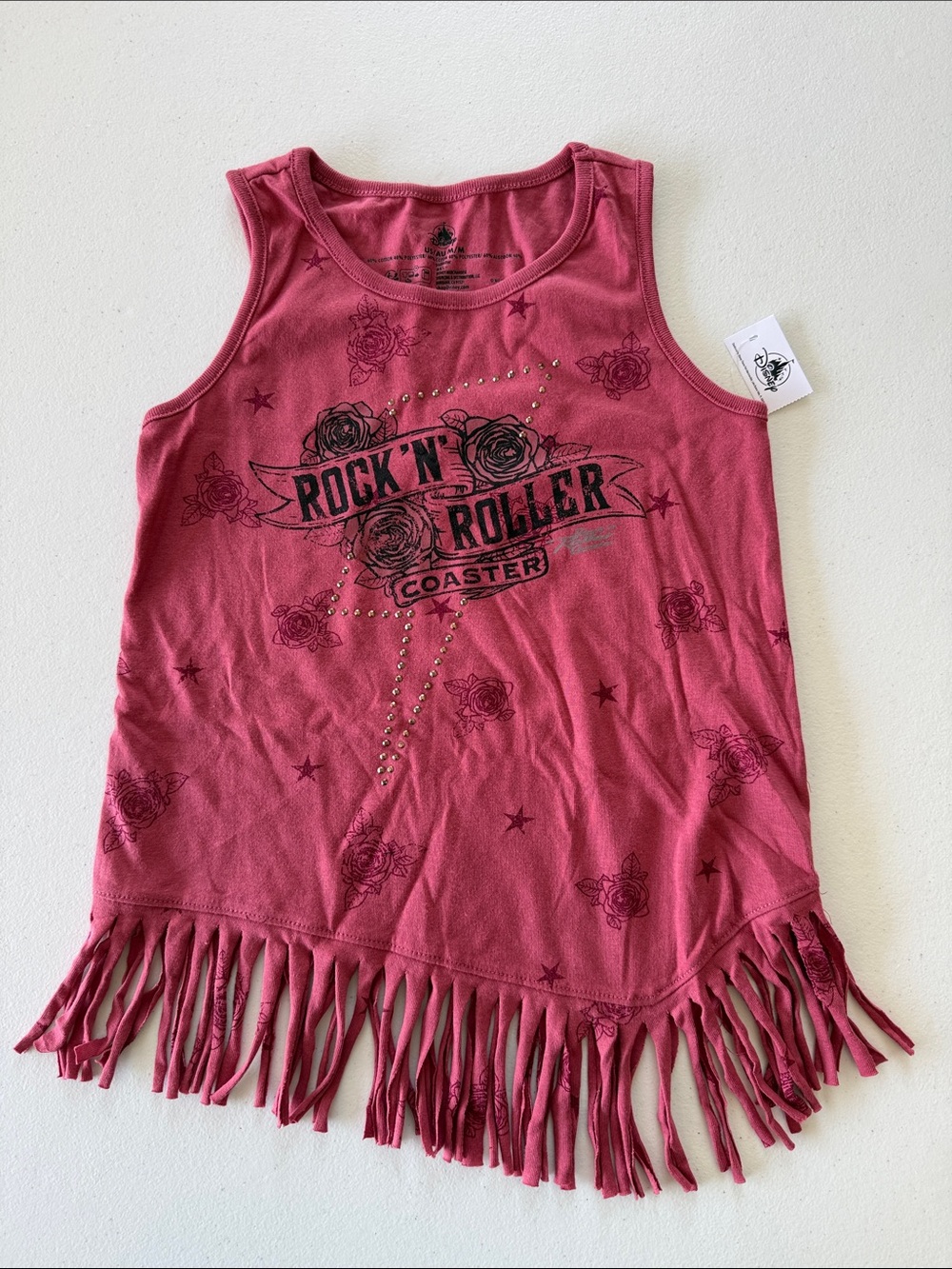 DISNEY Girls' Red Fringe Tank Top - Rock 'N' Roller Graphic